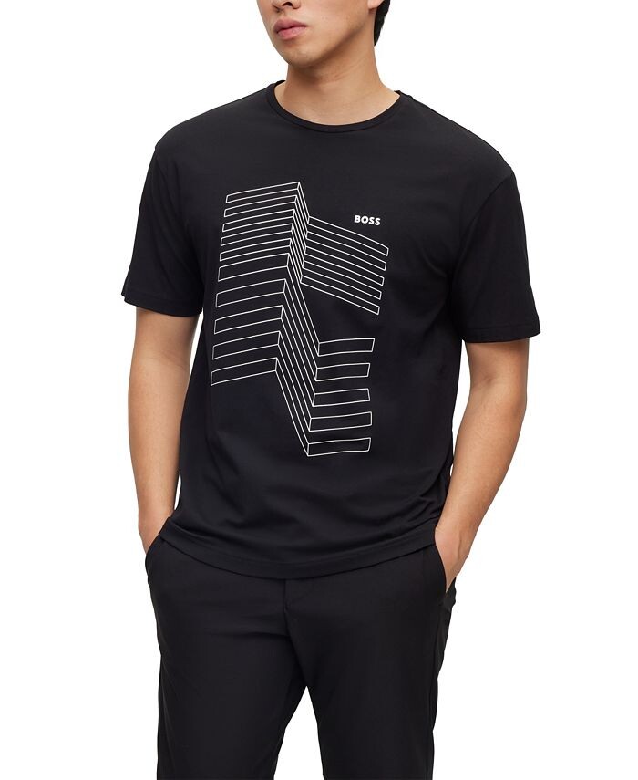 

Мужская футболка свободного кроя с логотипом Artwork Hugo Boss, черный
