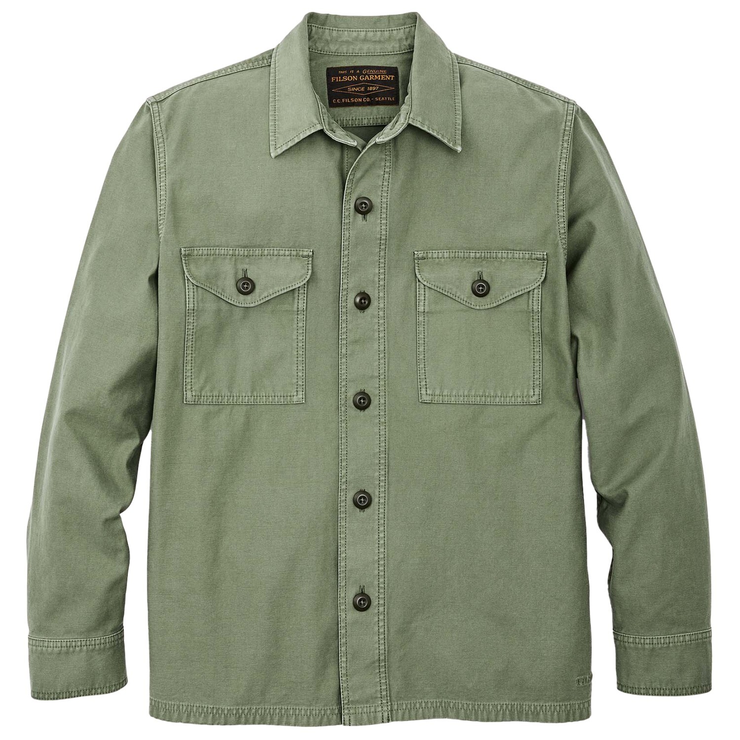 

Рубашка Filson Reverse Sateen Jac Shirt, цвет Washed Fatigue Green