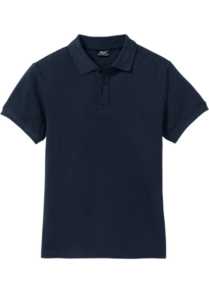 однотонная рубашка поло из тяжелого пике с заклепками premier синий Рубашка-поло из пике с короткими рукавами Bpc Bonprix Collection, синий