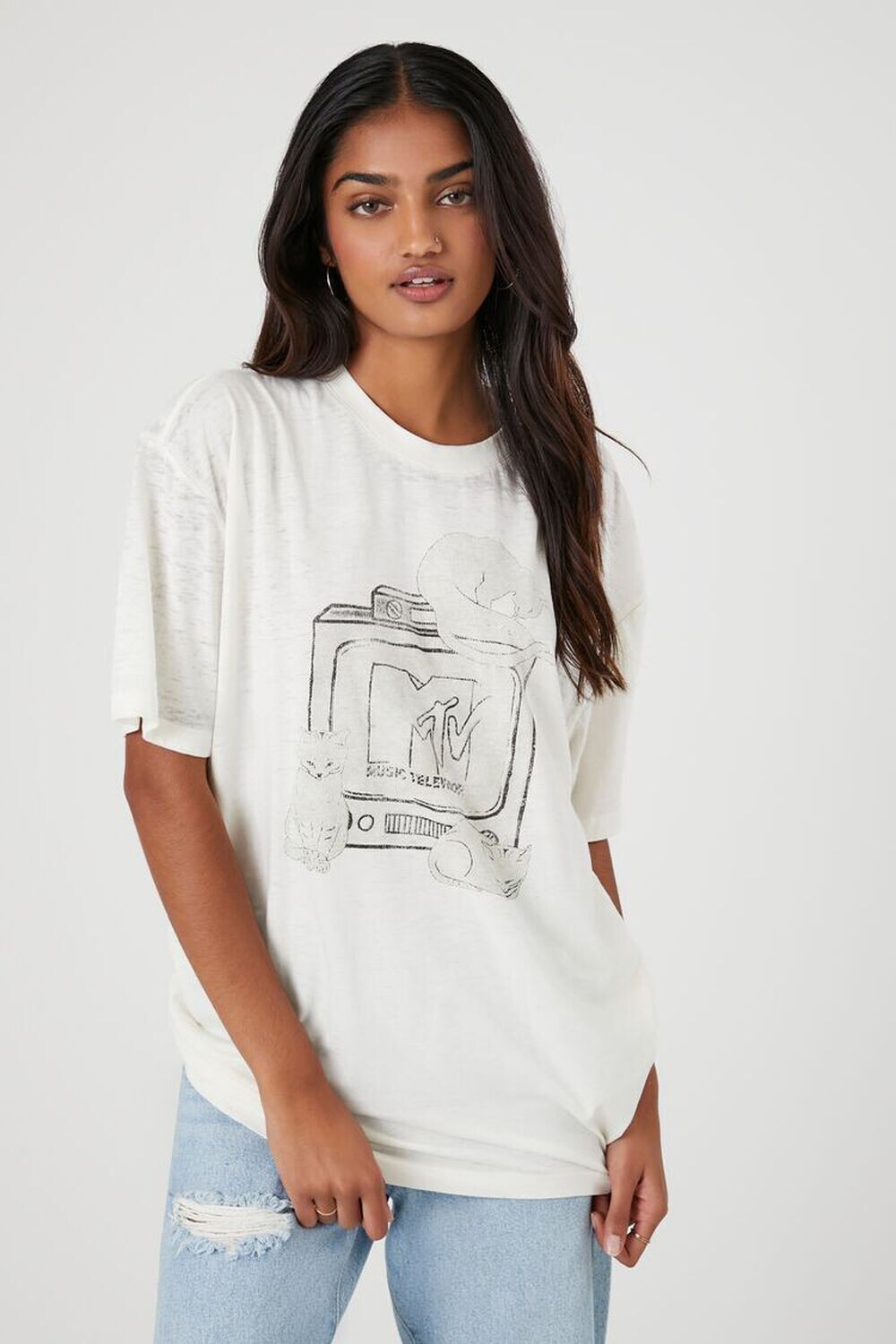 

Футболка с рисунком MTV Cats Forever 21, кремовый, Бежевый