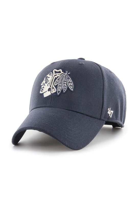 

Бейсболка из смесовой шерсти Chicago Blackhawks 47brand, темно-синий