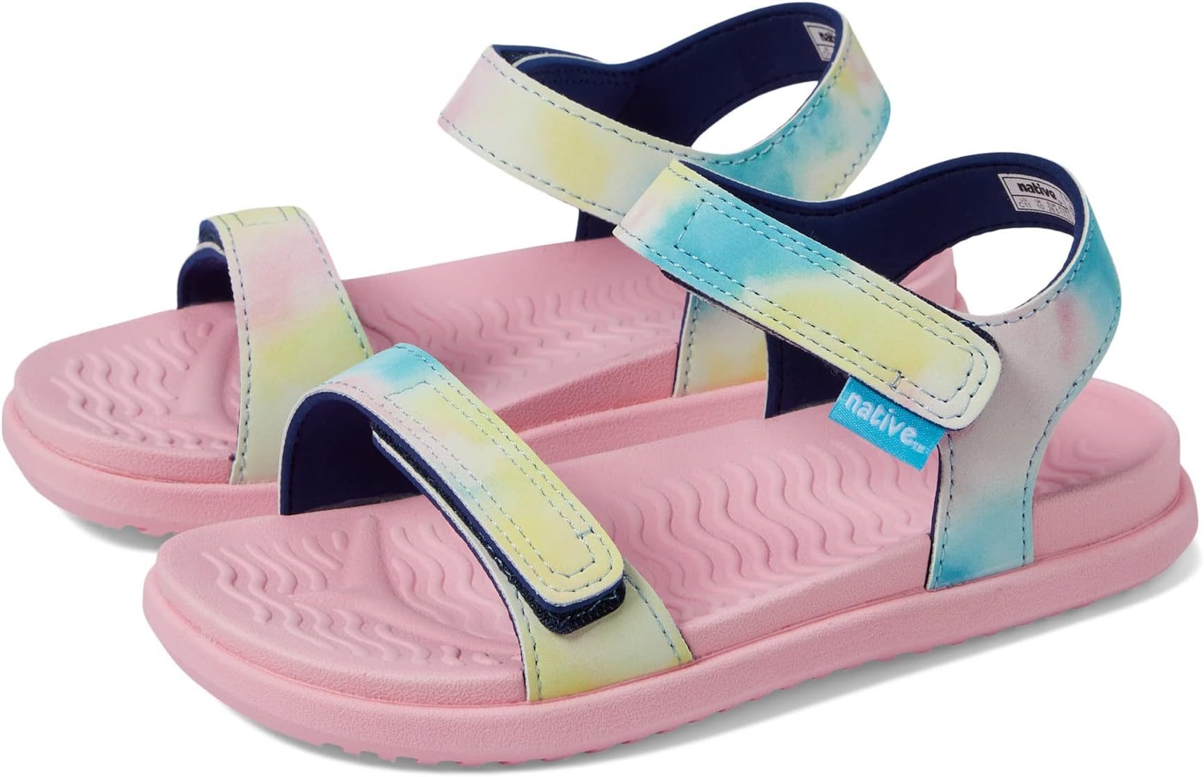 Сандалии на плоской подошве Charley Sugarlite Print Native Shoes Kids, цвет Princess Pink/Princess Pink/Pastel Tie-Dye