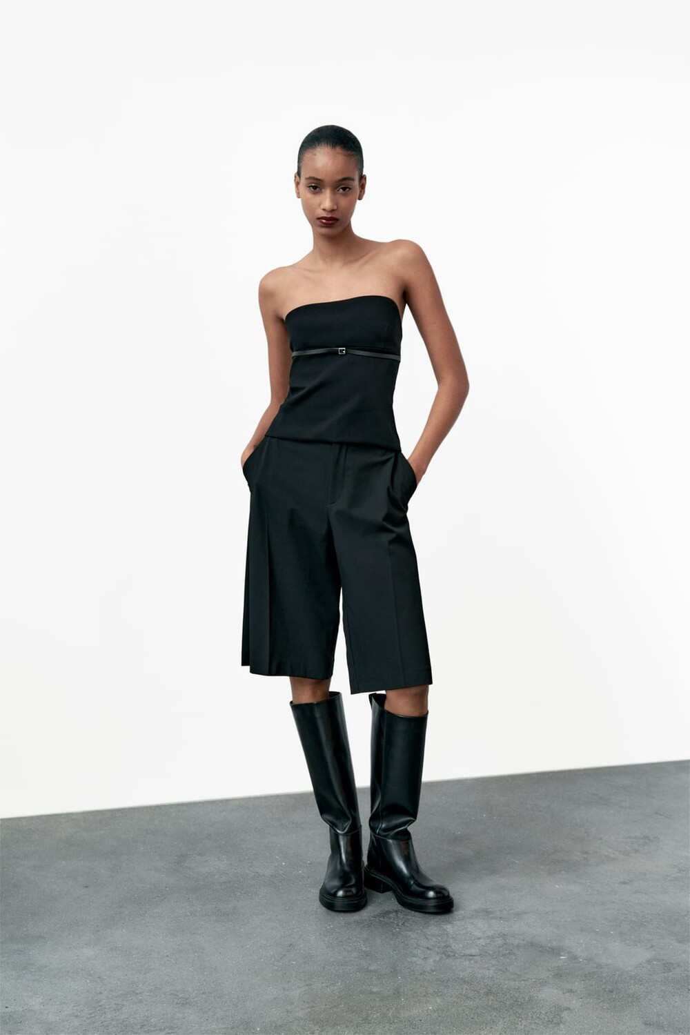 

Эластичный топ без бретек ZARA, черный