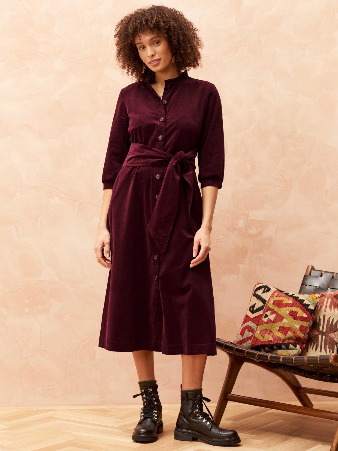 

Платье-миди-рубашка Brora Needlecord, Damson