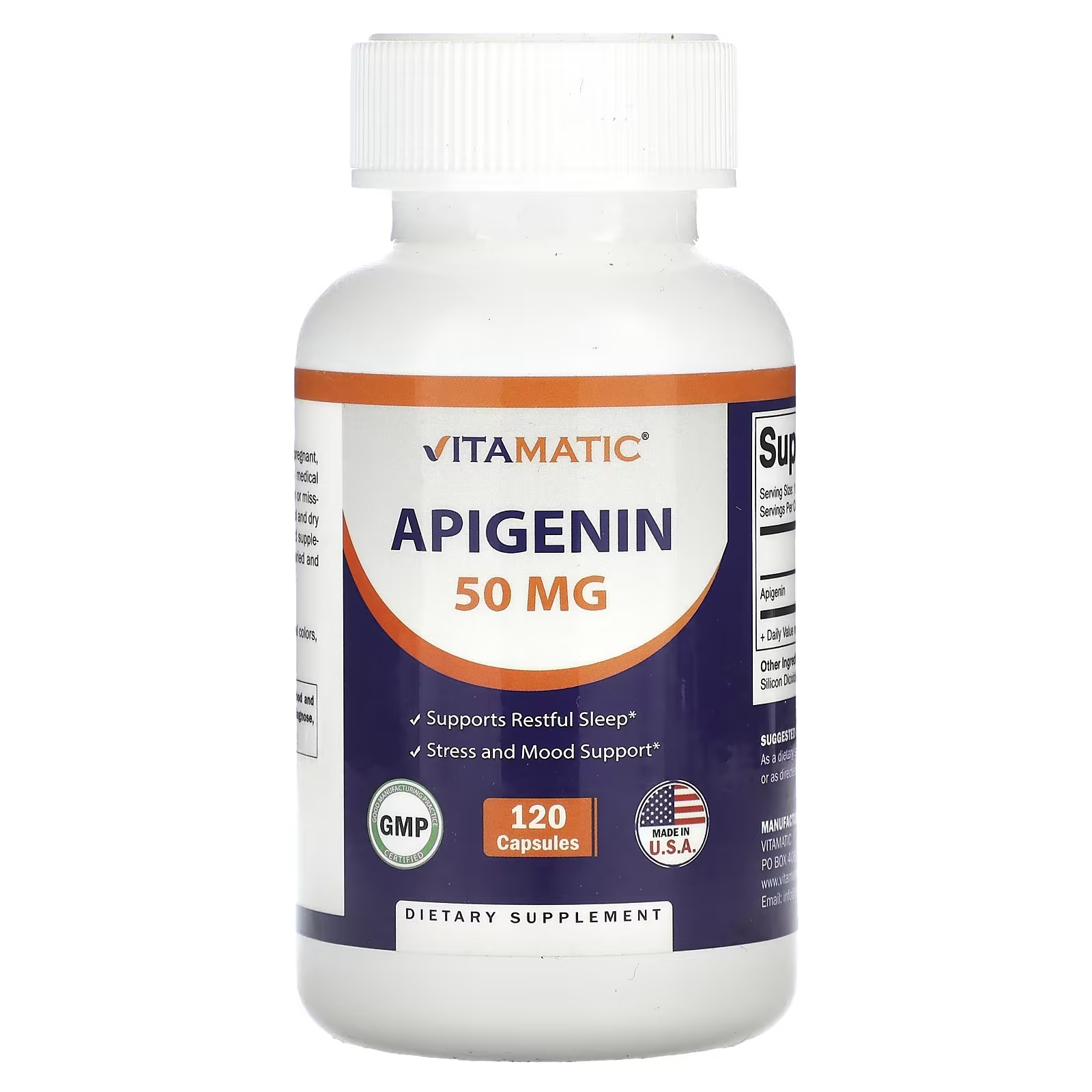 Апигенин Vitamatic 50 мг, 120 капсул vitamatic ирландский морской мох 120 растительных капсул