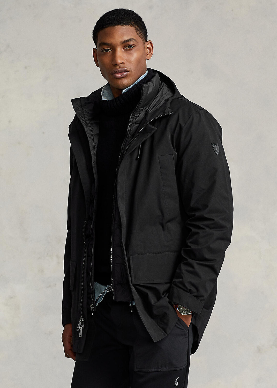 

Пальто из твила с капюшоном и стеганой подкладкой Ralph Lauren