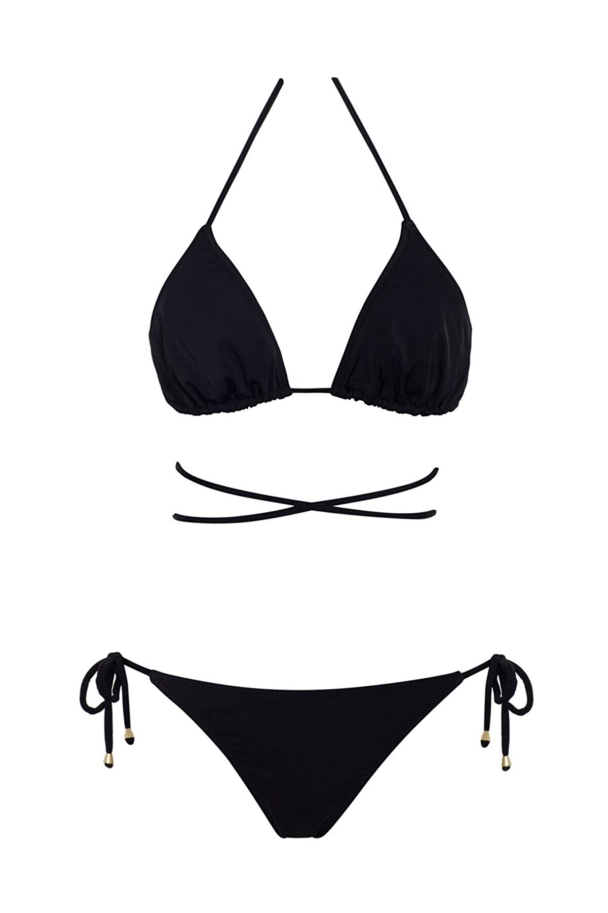 цена Бразильский комплект бикини с треугольными стрингами SLR Sailor Moda, черный