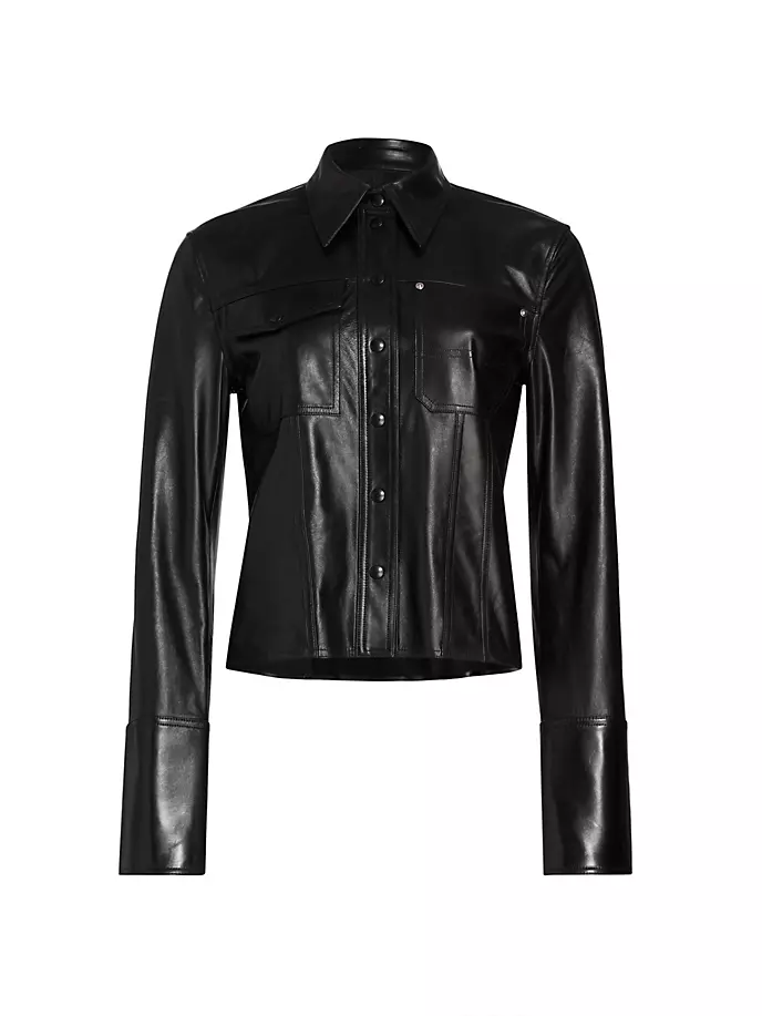 

Кожаная куртка-рубашка Helmut Lang, черный