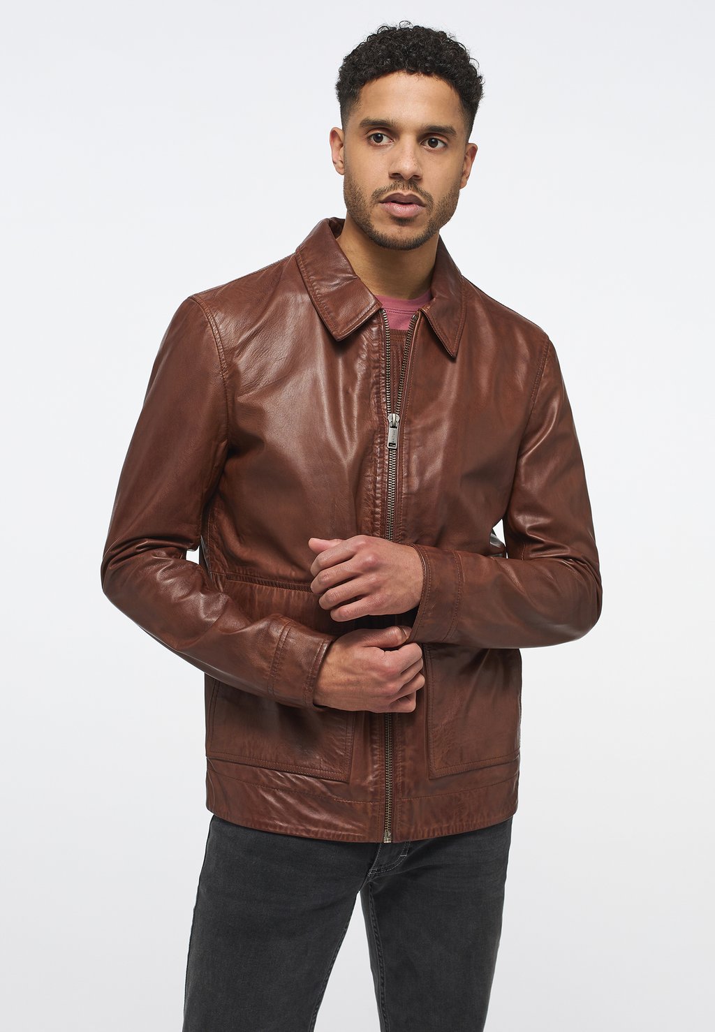 Кожаная куртка Mustang, коричневый кожаная куртка mustang размер 3xl черный