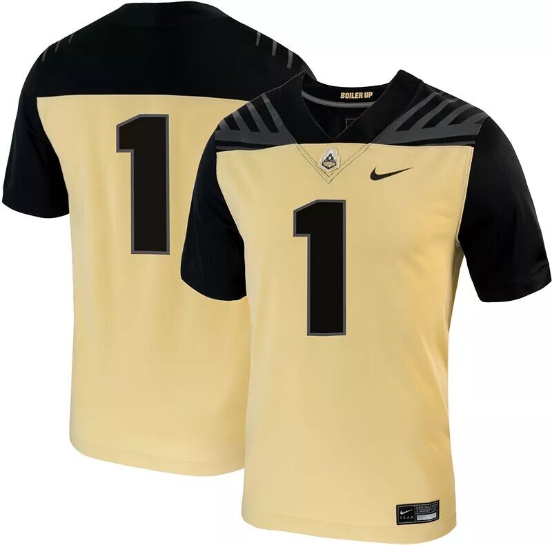 

Мужская альтернативная футбольная майка Nike Purdue Boilermakers #1 Old Gold Replica