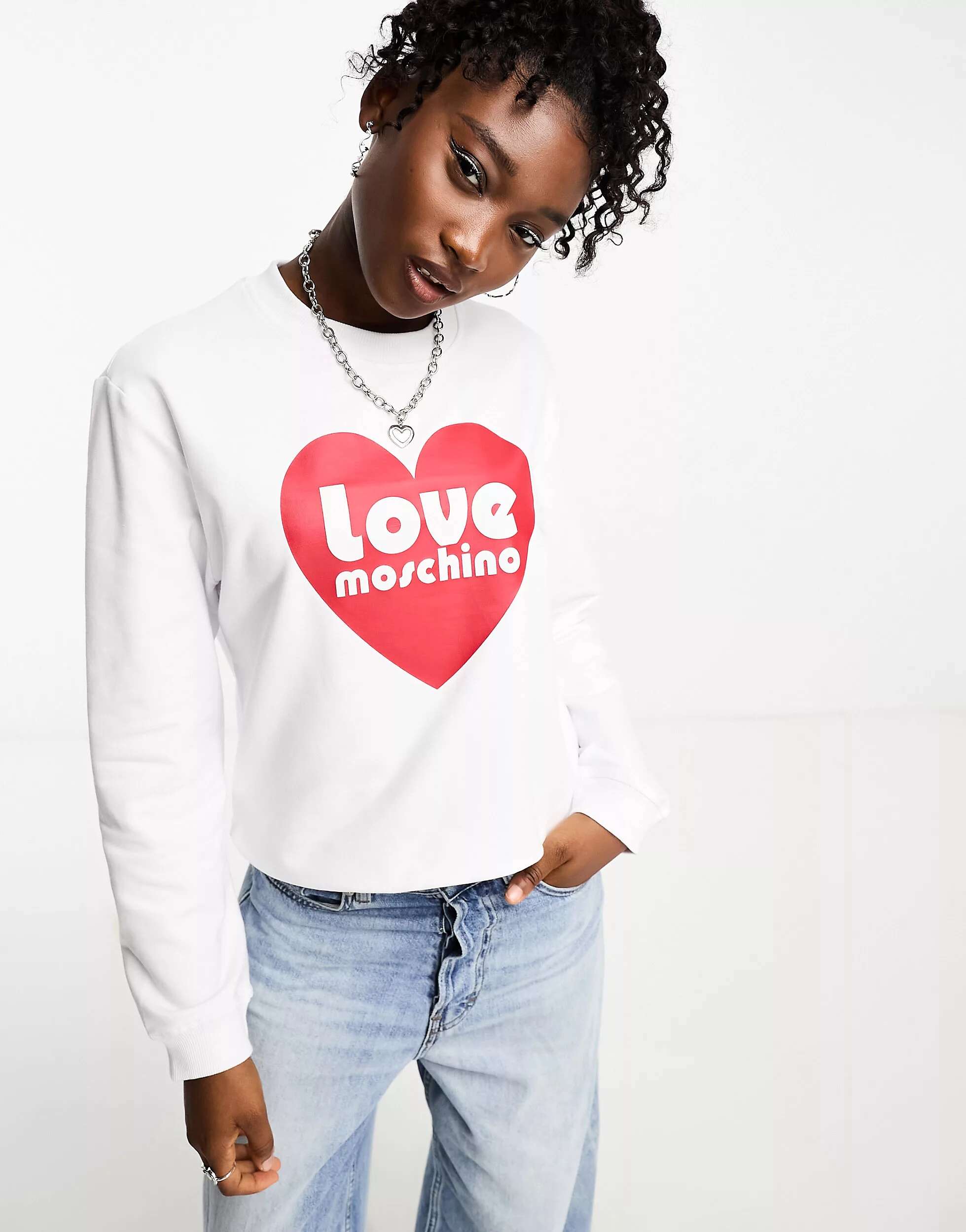 

Белая толстовка с логотипом в форме сердца Love Moschino, Белый