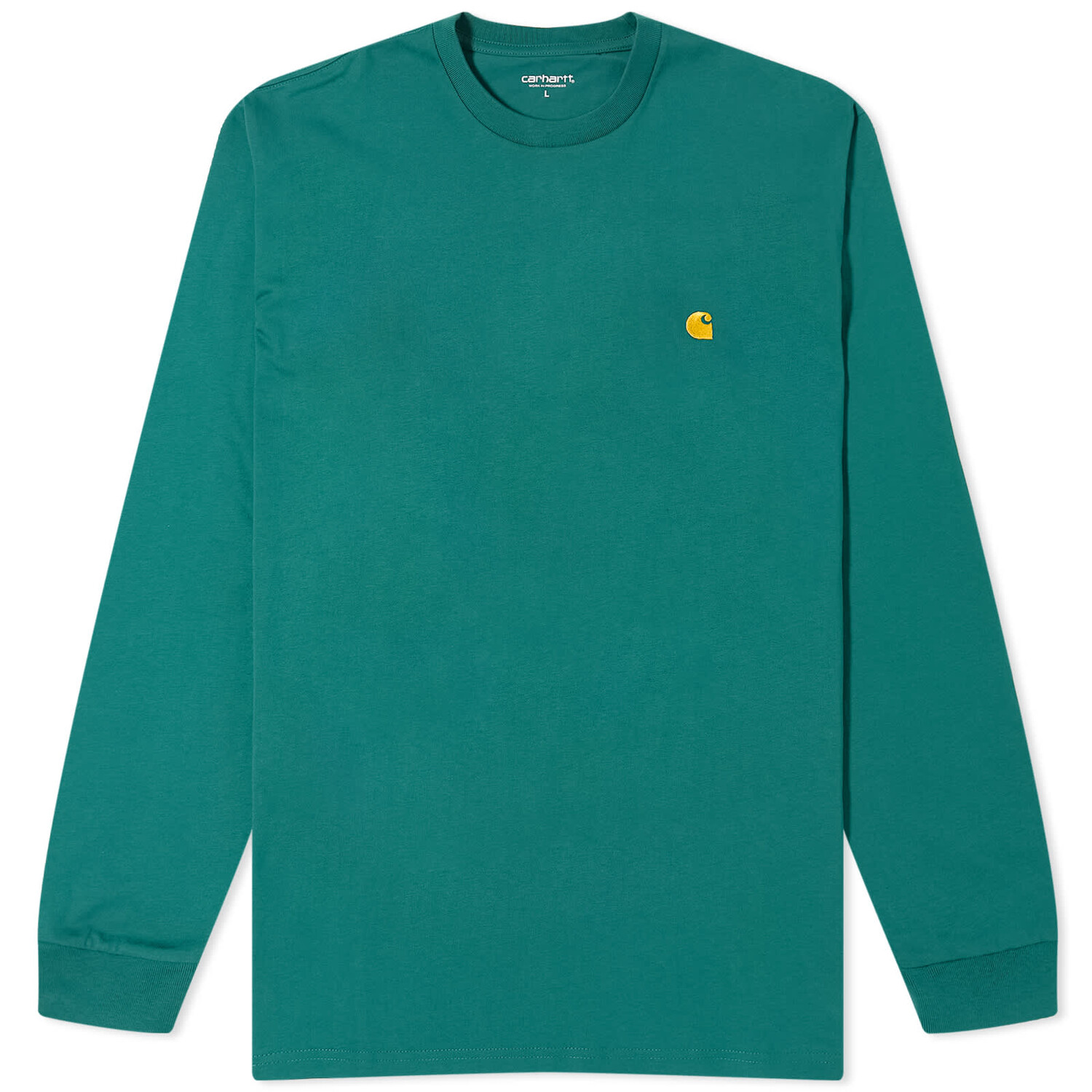 

Футболка Carhartt Wip Long Sleeve Chase, цвет Chervil & Gold