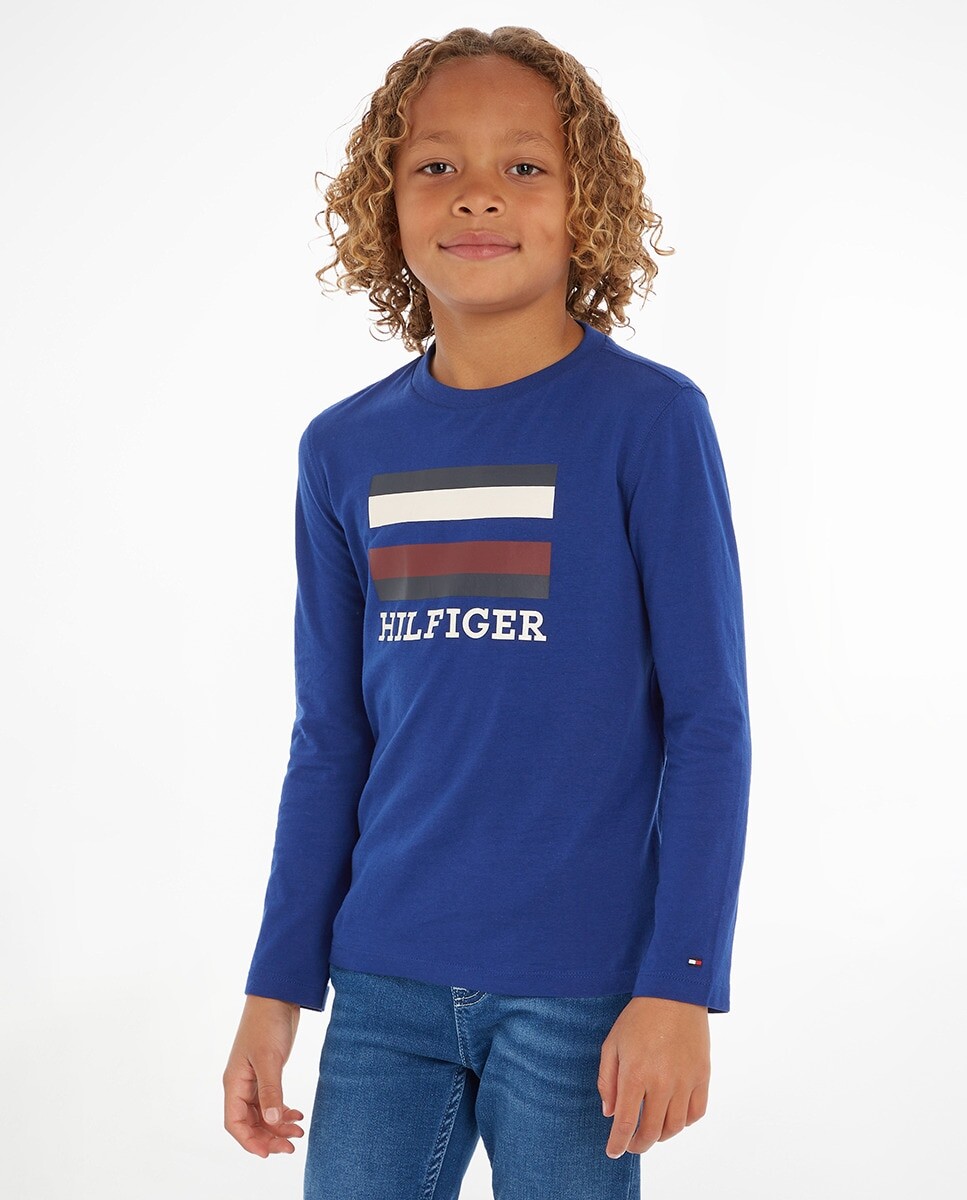 

Футболка для мальчика с круглым вырезом и длинными рукавами Tommy Hilfiger, индиго
