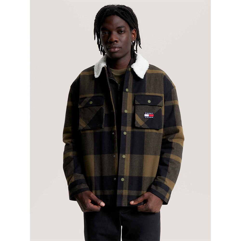

Рубашка Tommy Jeans Check Sherpa Lined, зеленый