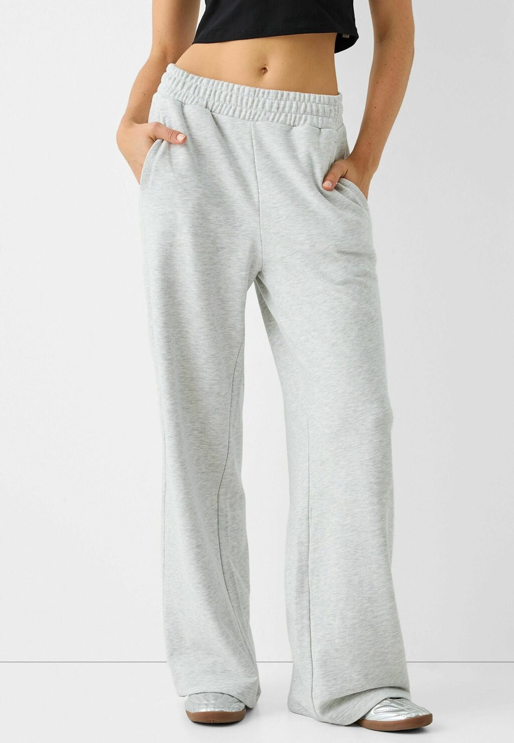

Спортивные брюки WIDE-LEG FUZZY Bershka, цвет mottled grey