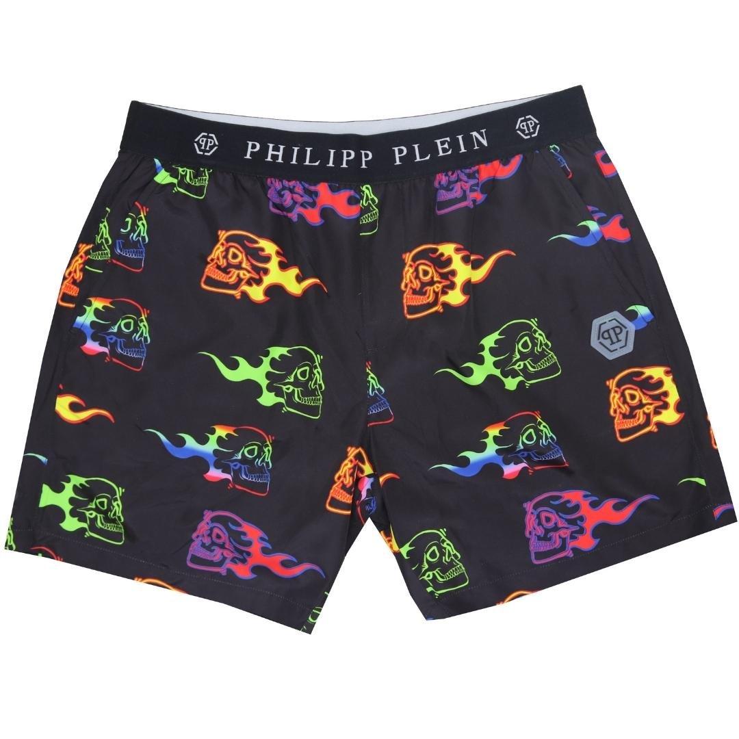 Черные шорты для плавания Flaming Skulls Philipp Plein, черный цена и фото