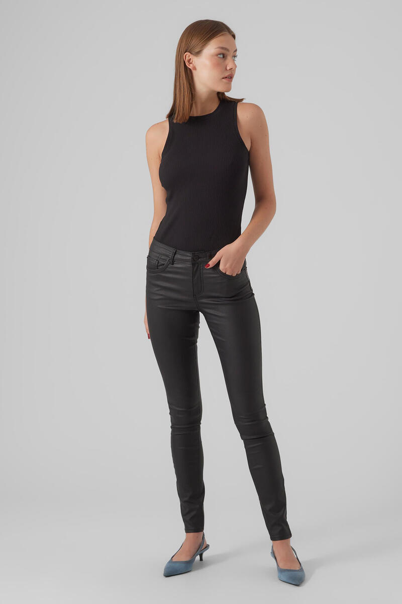 Вощеные брюки Vero Moda, черный женские узкие компрессионные брюки со средней посадкой без застежки jones new york