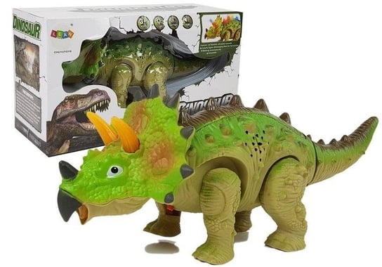цена Динозавр Трицератопс на батарейках зеленый Lean Toys