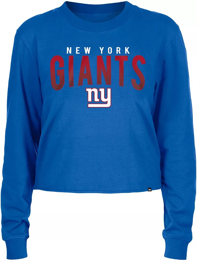 

Синий спортивный укороченный топ с длинными рукавами New Era для женщин New York Giants