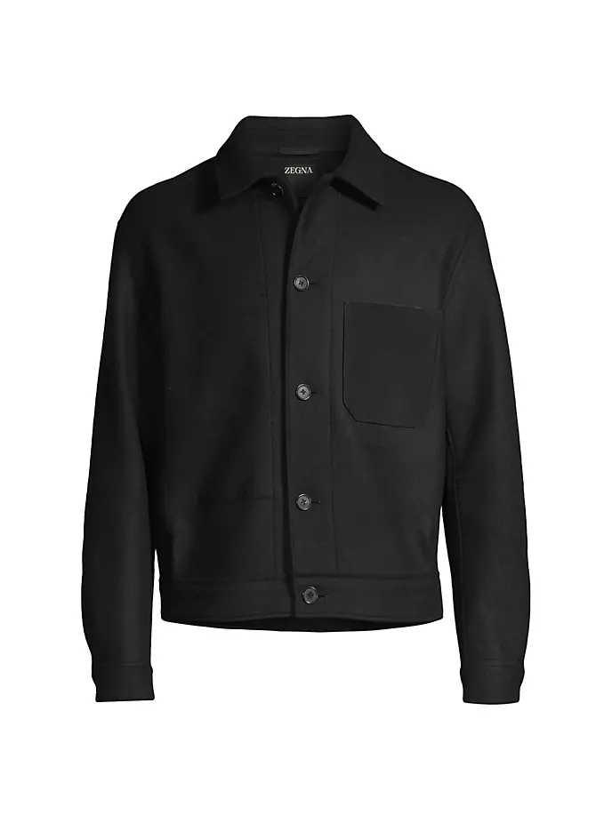 

Рубашка из смесовой шерсти на пуговицах спереди Zegna, черный