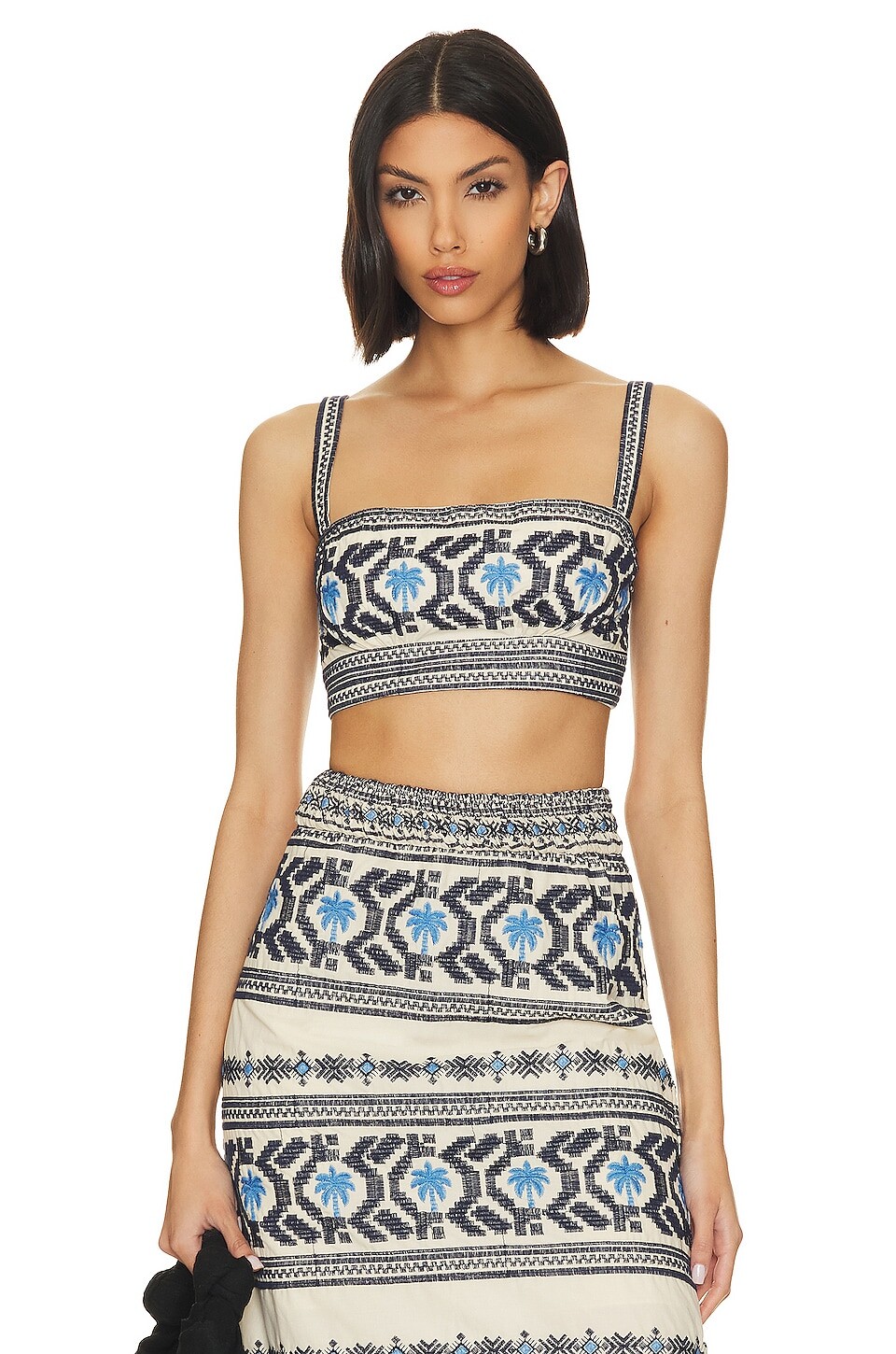 

Топ Johanna Ortiz River Breeze Crop, цвет Tropic Ecru & Blue