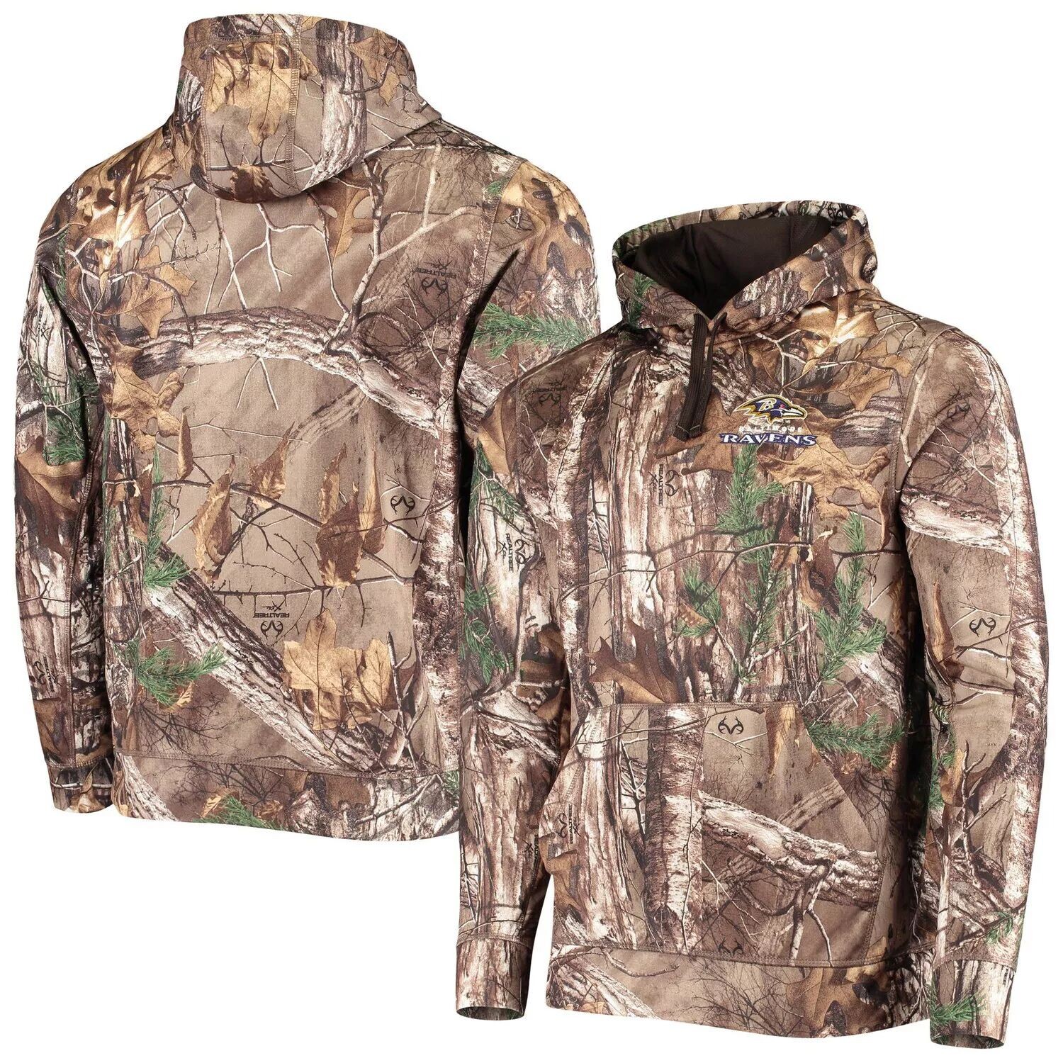 

Мужской флисовый пуловер с капюшоном Dunbrooke Realtree Camo Baltimore Ravens Circle Champion Tech