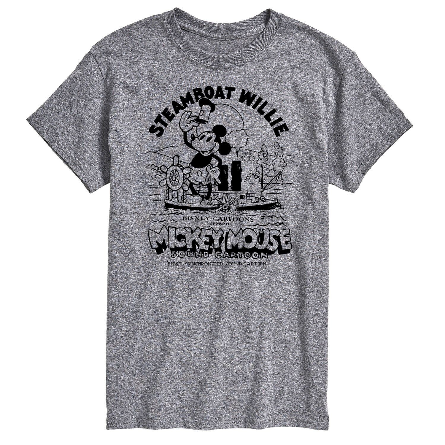 

Футболка с рисунком 100 Big & Tall Steamboat Willie Disney, серый