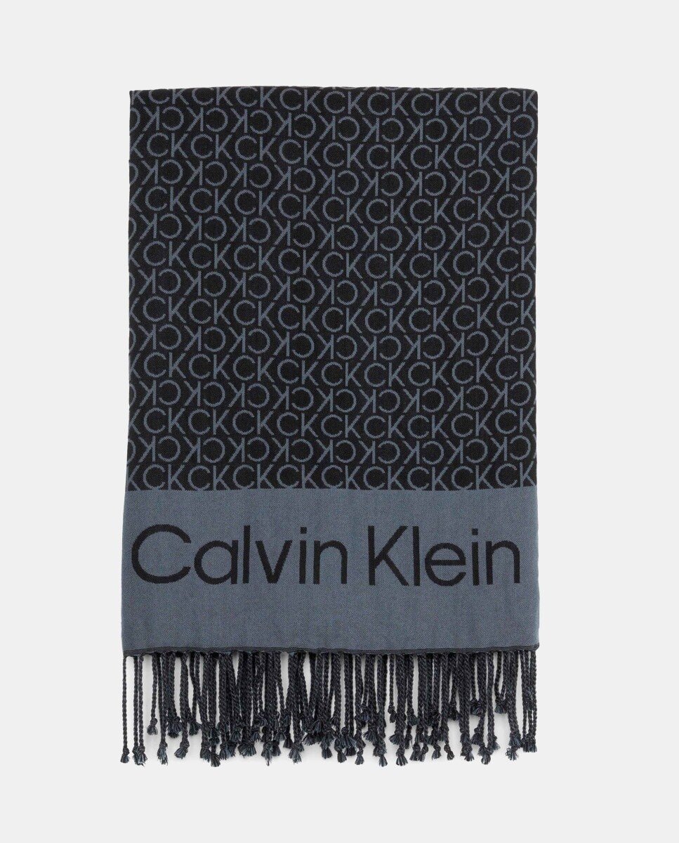 

Черный шарф с принтом и бахромой Calvin Klein, черный