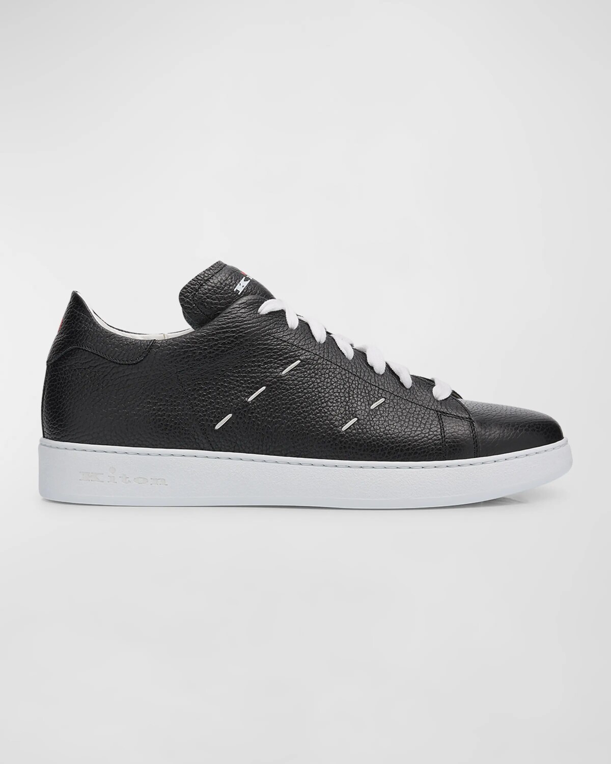 

Мужские низкие кеды из телячьей кожи Kiton, цвет Blk