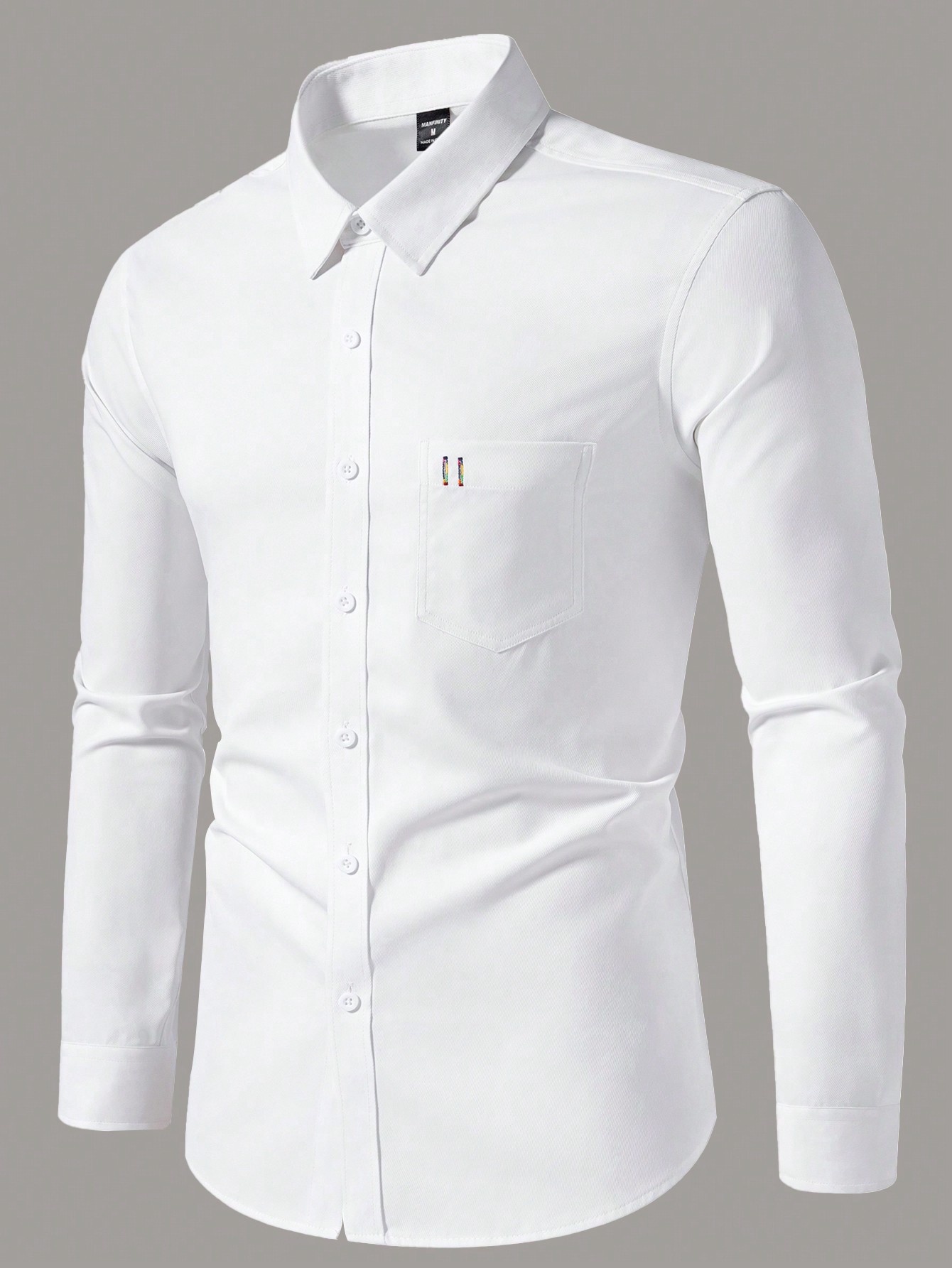 Мужская повседневная рубашка с длинным рукавом с принтом Manfinity Homme, белый новая рубашка поло мужская повседневная рубашка с длинным рукавом лоскутная рубашка сочетающаяся с цветами облегающая рубашка