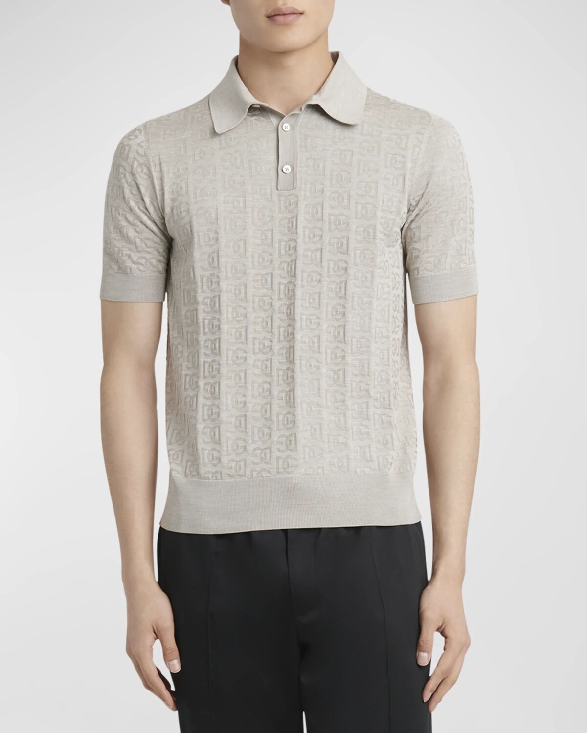 

Мужская жаккардовая рубашка-поло DG Dolce&Gabbana, цвет Med Beige