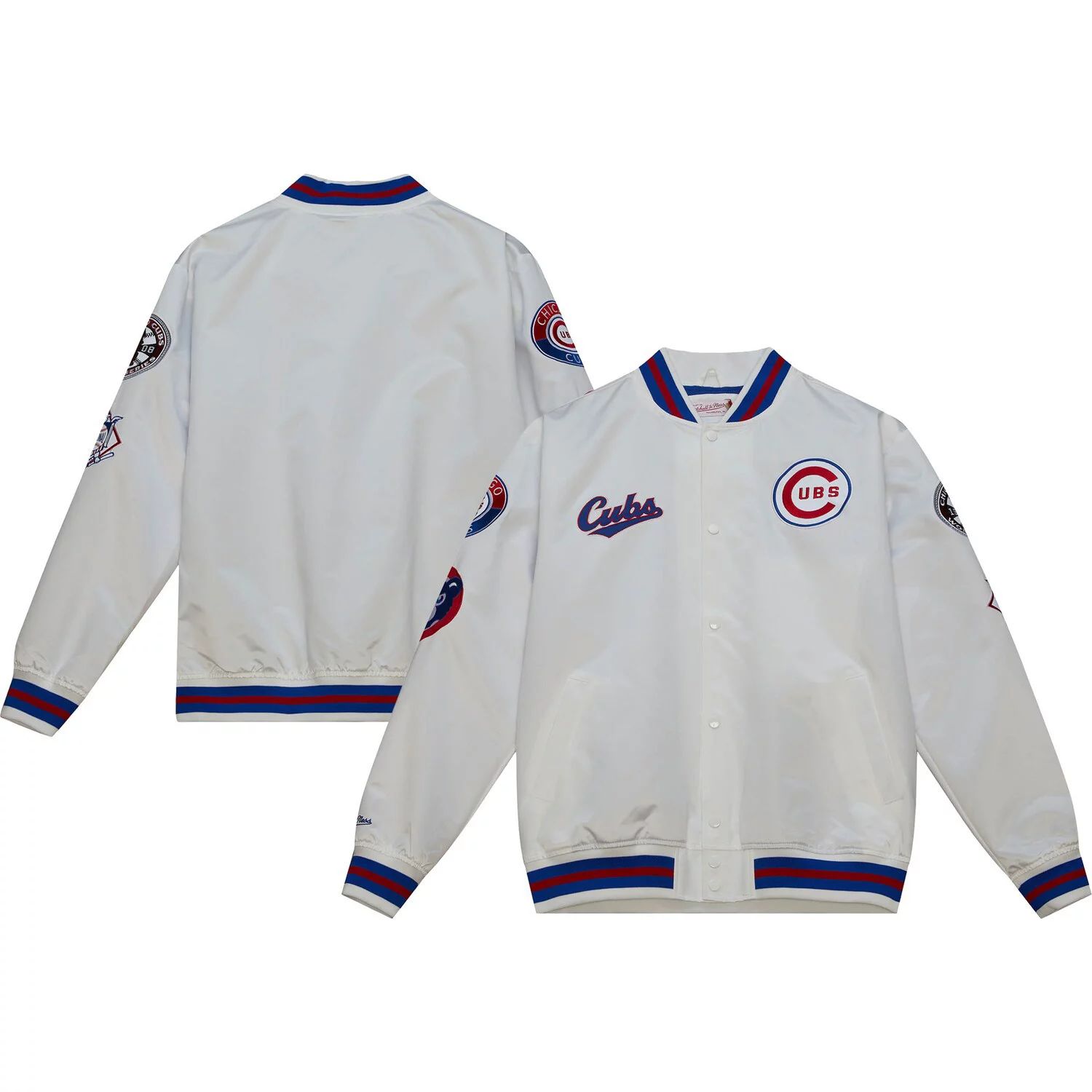 Мужская белая атласная университетская куртка с длинными кнопками Mitchell & Ness Chicago Cubs City Collection мужская белая атласная университетская куртка с длинными кнопками mitchell