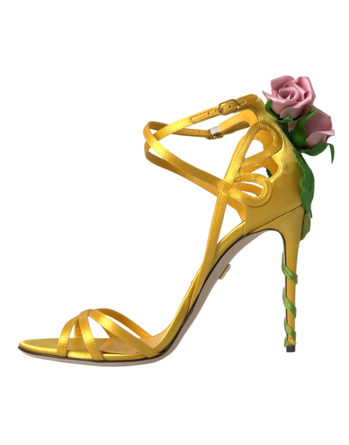 

Dolce & Gabbana Атласные босоножки на каблуке с цветочным принтом Женская обувь, желтый