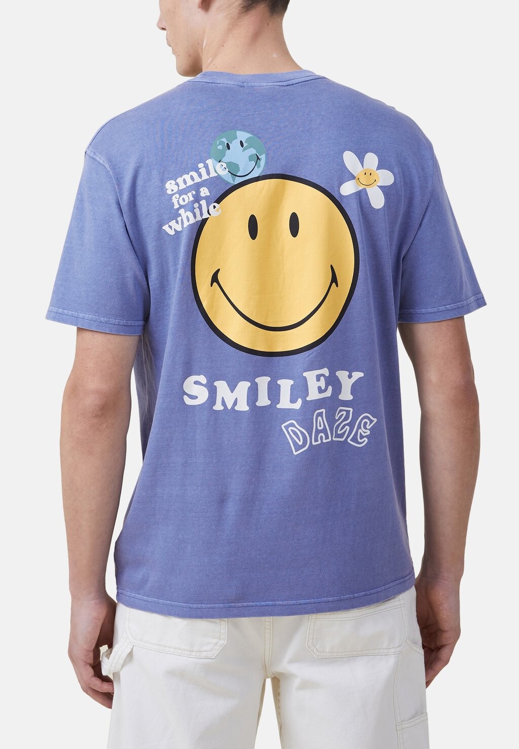 Футболка с принтом SMILEY LOOSE FIT Cotton On, синий