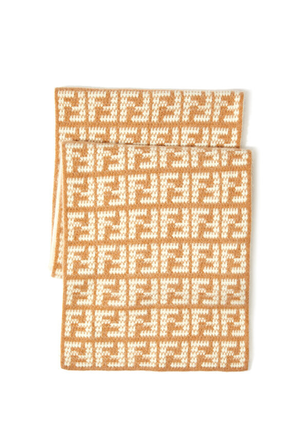 

Жаккардовый женский кашемировый шарф с логотипом camel Fendi