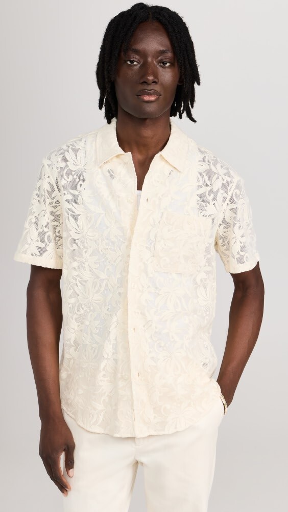 

Рубашка Club Monaco Short Sleeve Crochet, кремовый