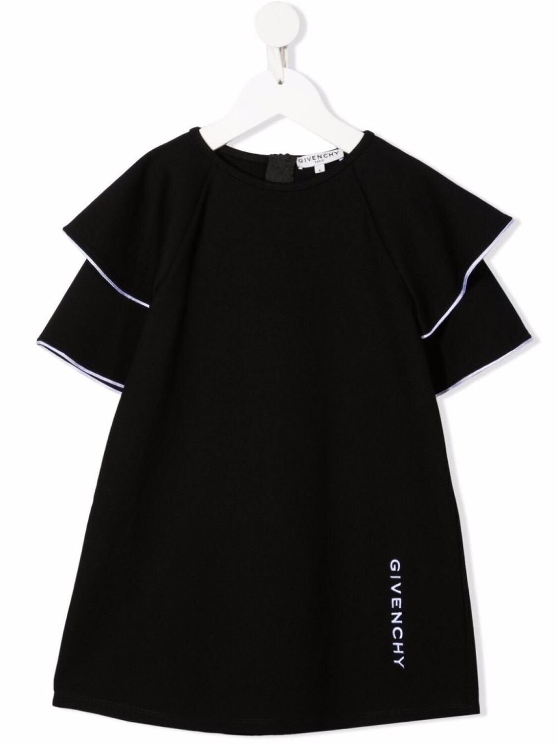 

Givenchy Kids платье с оборками и вышитым логотипом, черный