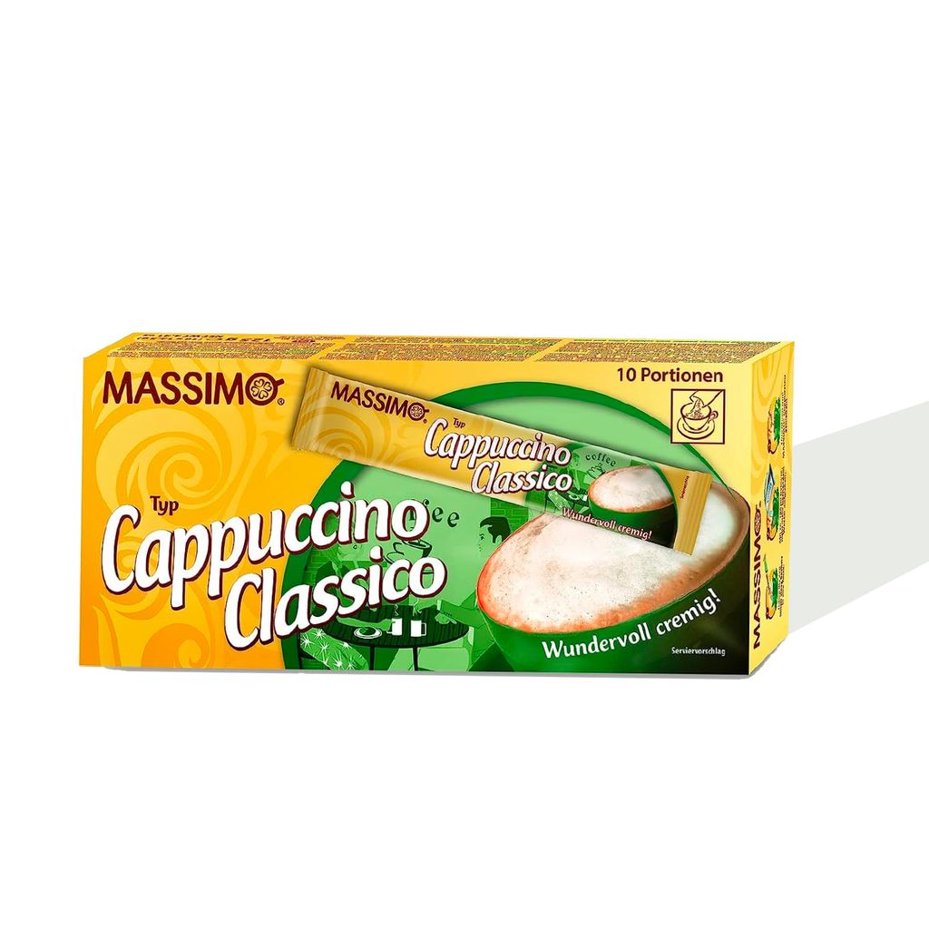 

MASSIMO Cappuccino Classico 160 стиков в недорогой упаковке (16 упаковок по 10 стиков по 12,5 г каждая) растворимый капучино Tsi Consumer Goods