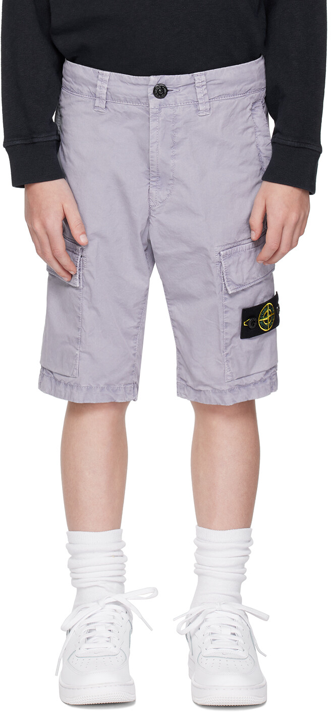 

Детские фиолетовые шорты, окрашенные в одежду Stone Island Junior