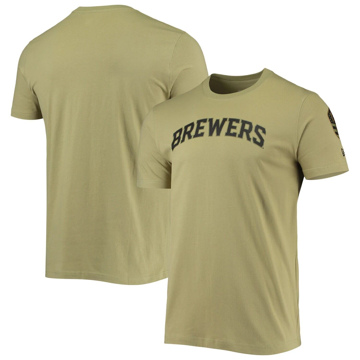 

Мужская оливковая футболка New Era Milwaukee Brewers Brushed Armed Forces