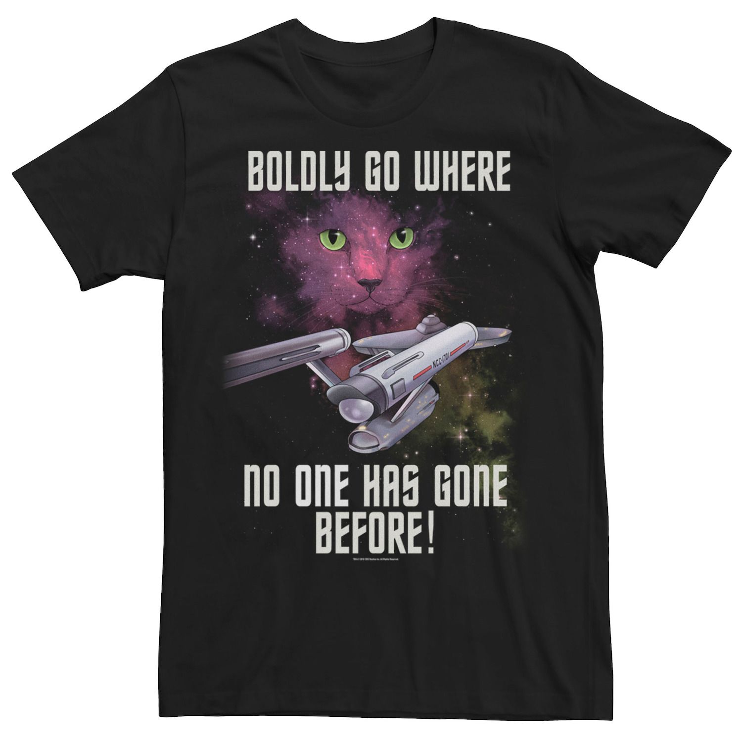 Мужская футболка Star Trek Original Series Boldly Go Cat Licensed Character