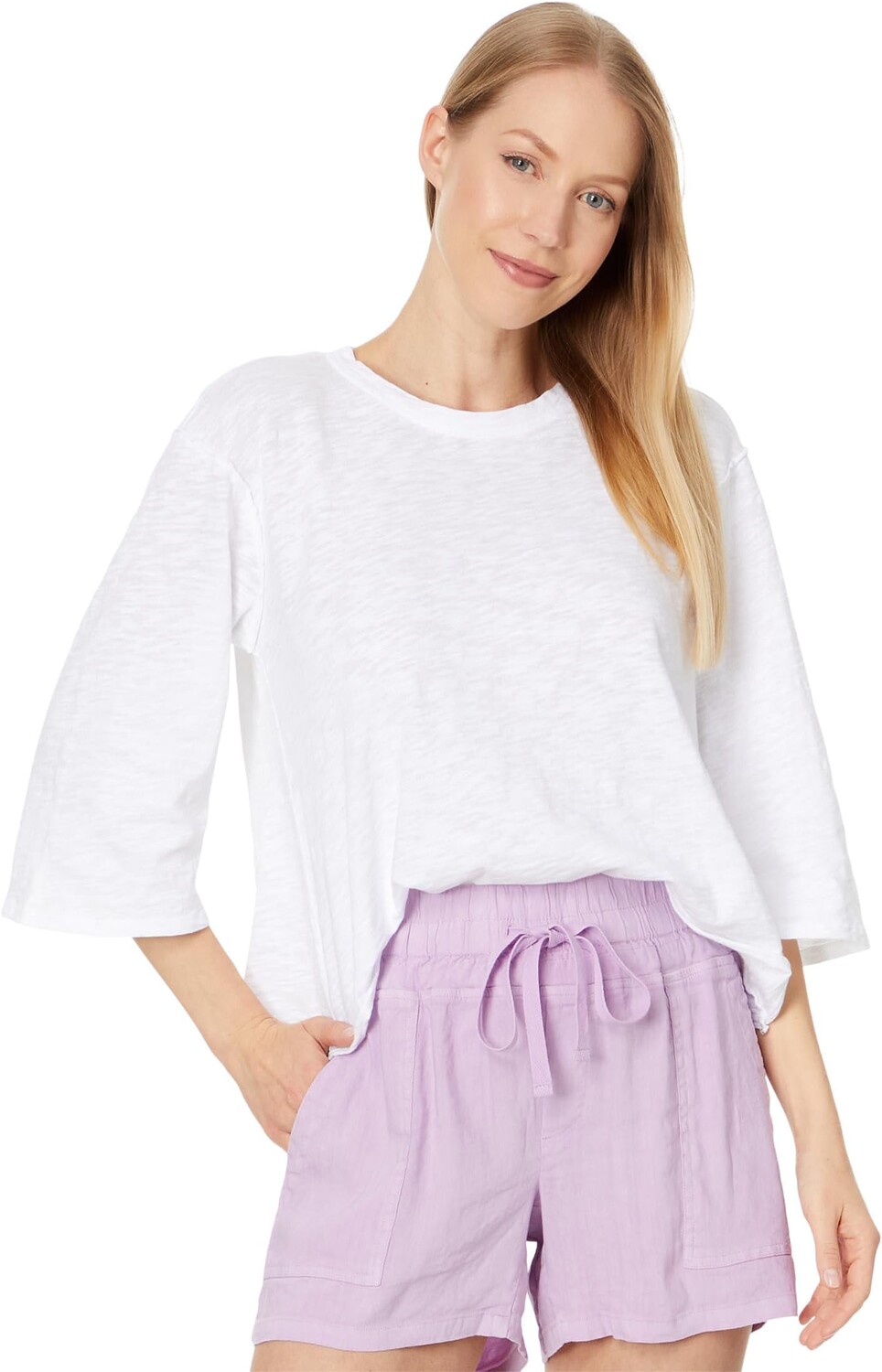 

Топ Mod-o-doc Flowy 3/4 Sleeve Swing Top, белый