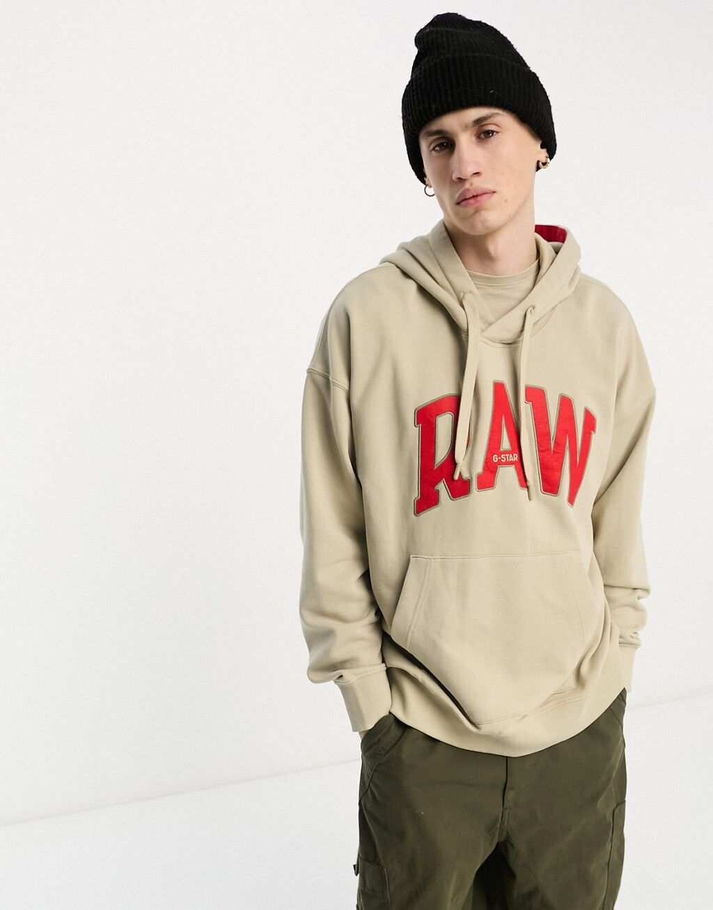 

Бежевая худи оверсайз-университет G-Star Raw, Бежевый