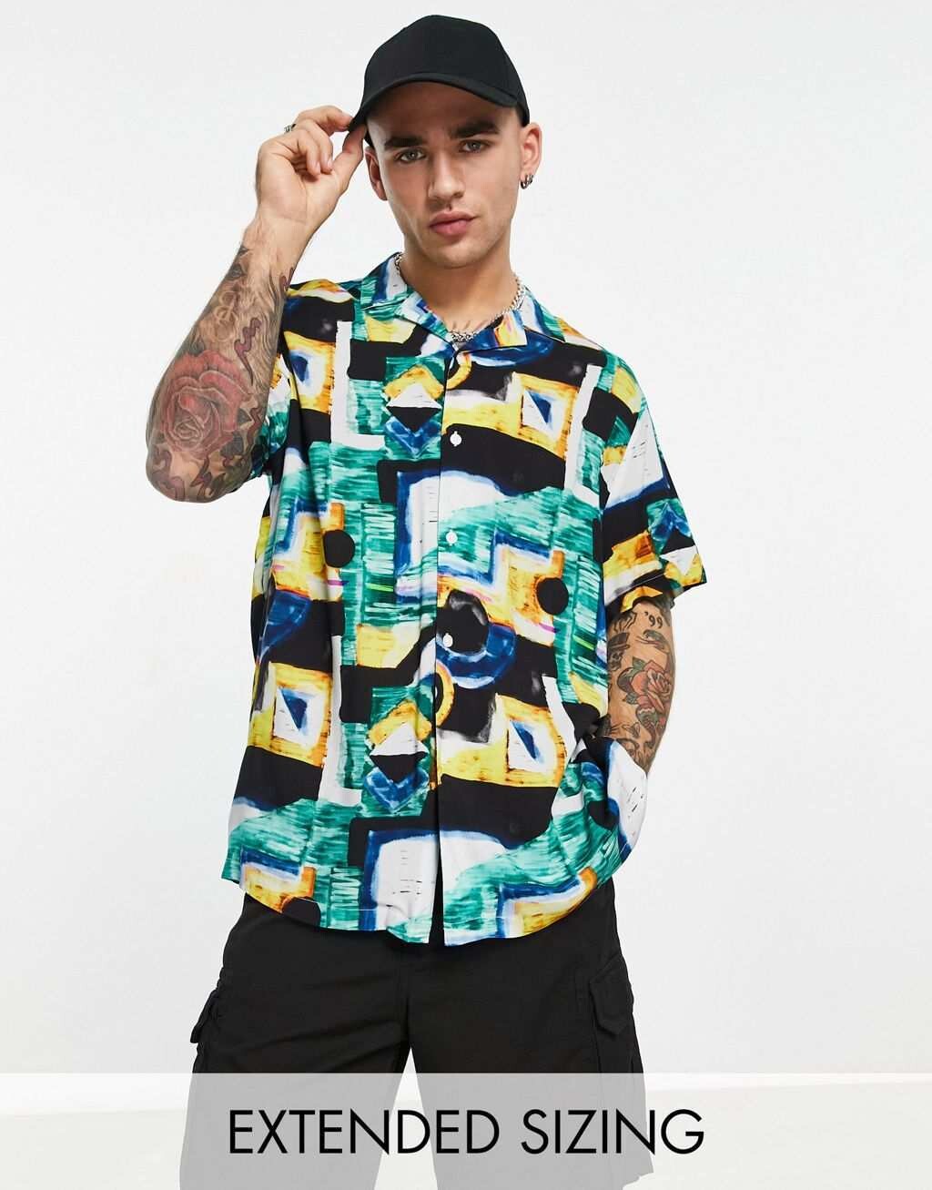 

Свободная рубашка с абстрактным принтом ASOS DESIGN