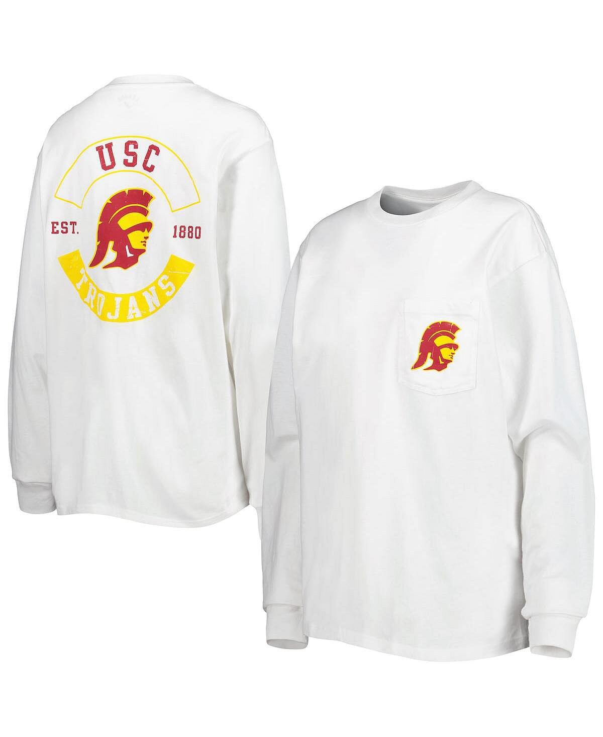 

Женская белая футболка с длинными рукавами и карманами Usc Trojans League Collegiate Wear, белый