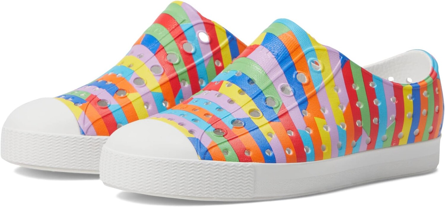 

Кроссовки Jefferson Sugarlite Print Native Shoes Kids, цвет Shell White/Shell White/Rainbow Multi Stripe 2
