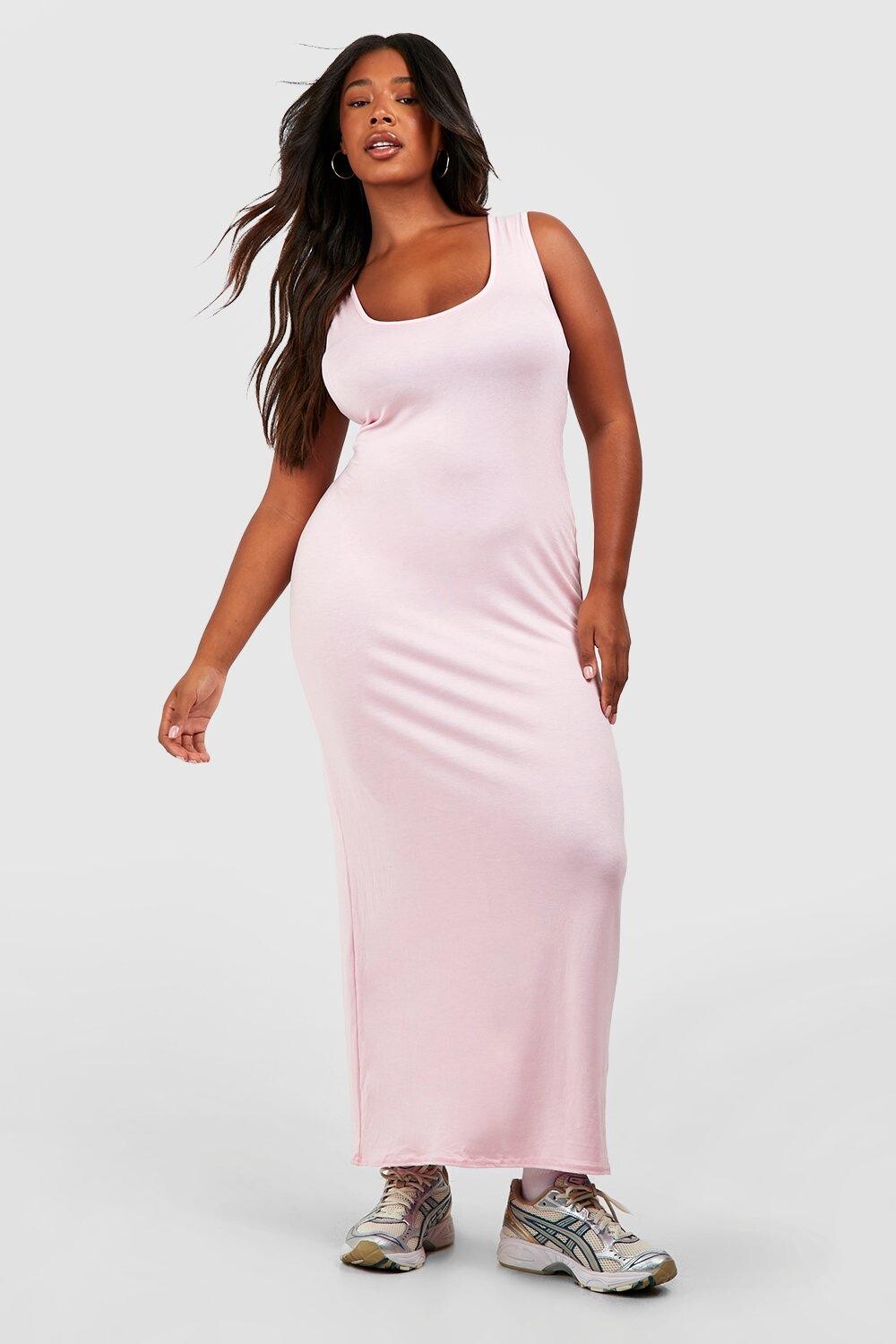 

Платье макси с овчным вырезом Boohoo, розовый