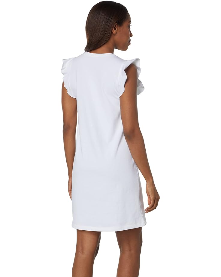 Платье Lilla P Ruffle Sleeve V-Neck Dress, белый платье chaser long sleeve v neck ruffle mini dress