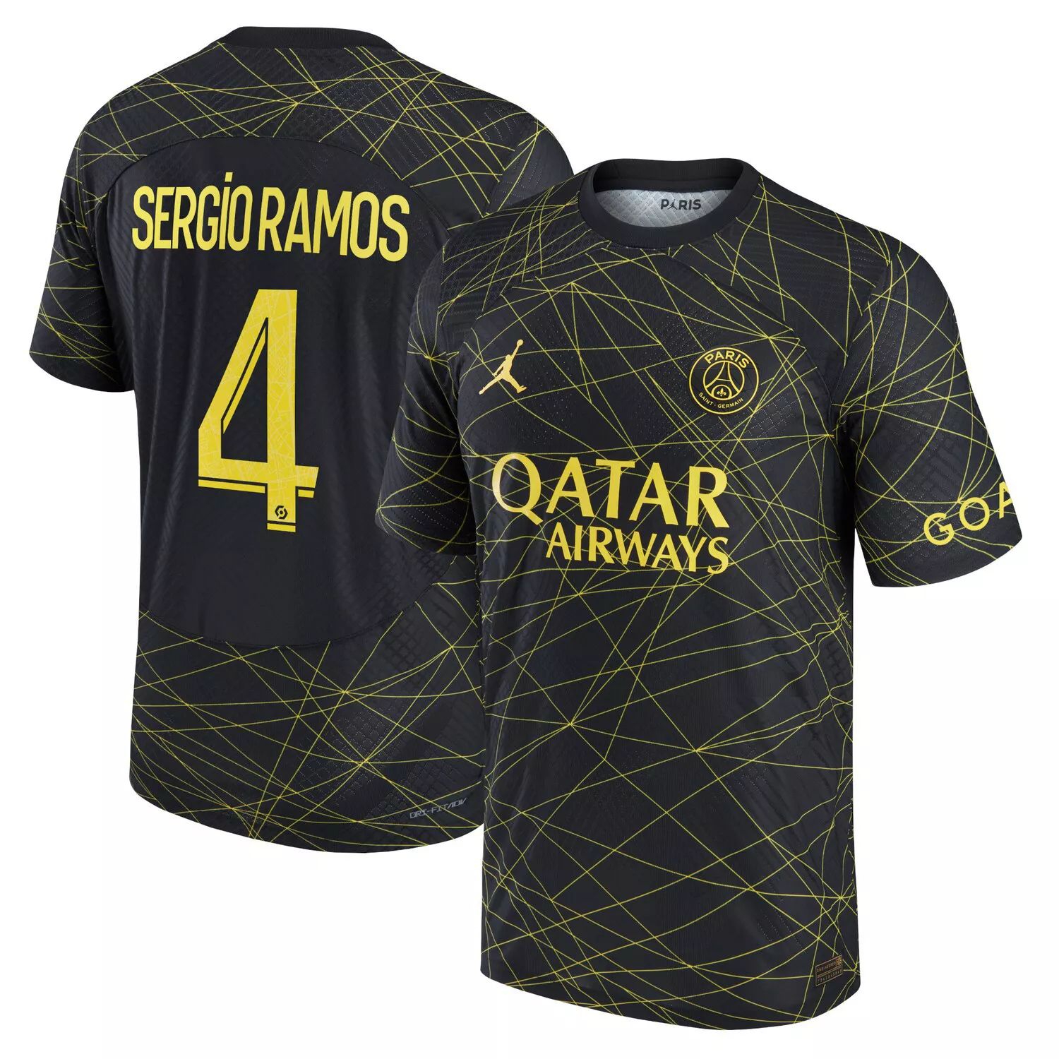 

Мужская футболка Jordan Brand Sergio Ramos Black Paris Saint-Germain 2022/23 Fourth Vapor Match Authentic Player Nike