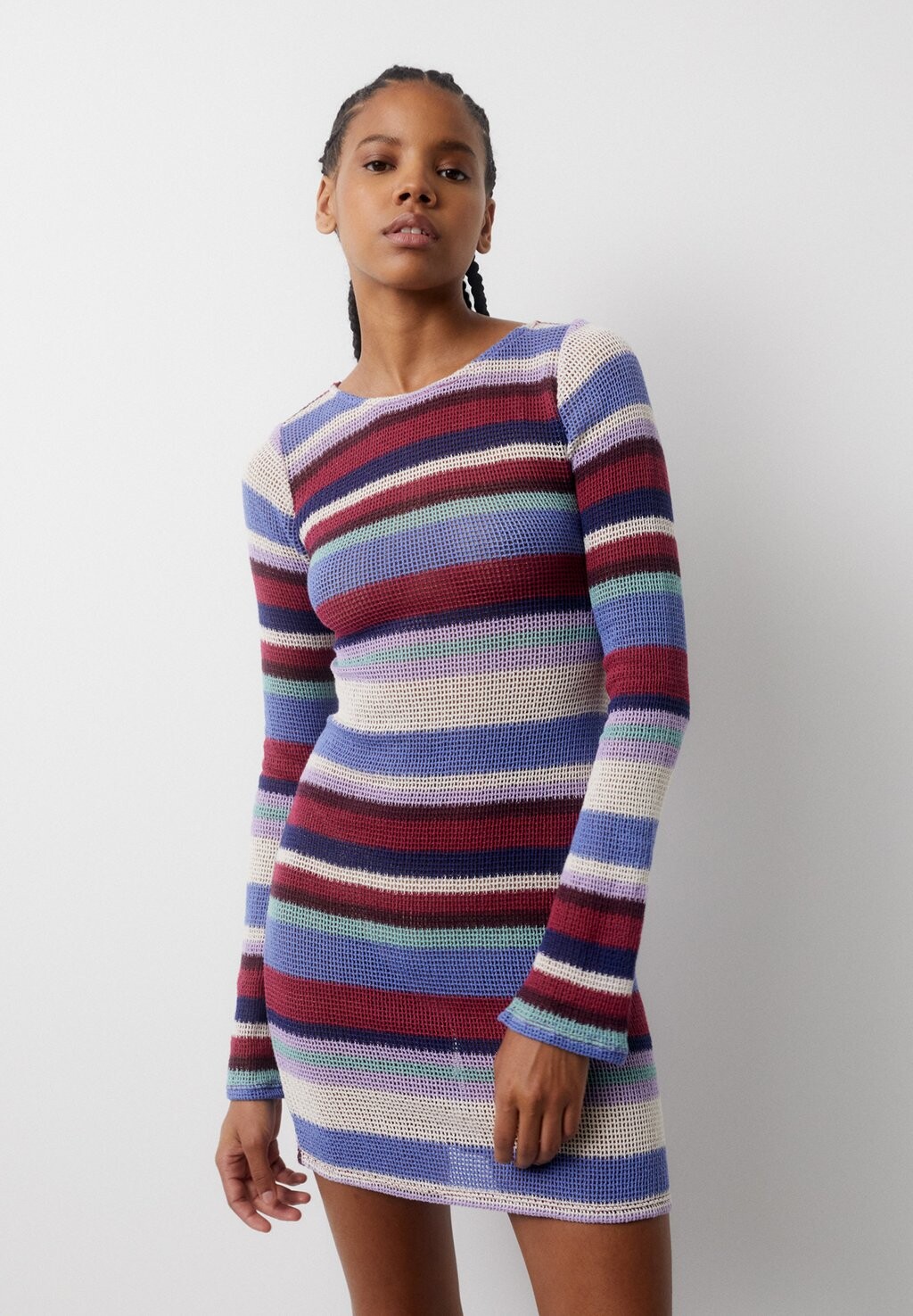 

Вязаное платье PULL&BEAR, синий